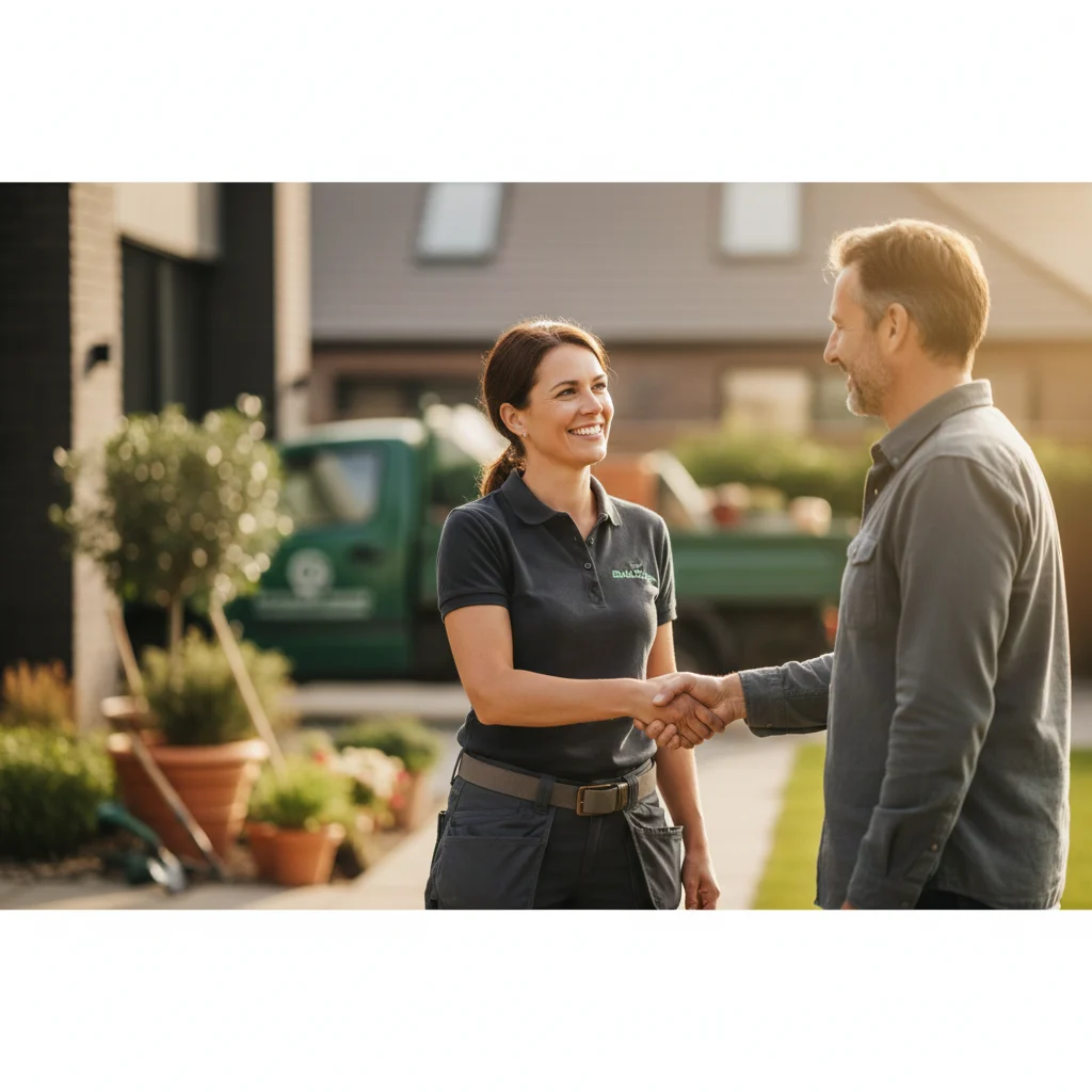 Business pwner shaking hands with customer